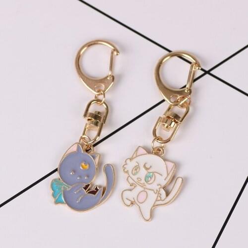 Hot couple keychain cat alloy pendant ladies key ring men and women backpack pendant key chain Christmas fashion jewelry gift