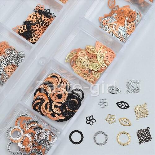 Mixed design Nail Art Metal 3D Nail Decorations Gold silver black Slice Alloy Sequin Nail Jewelry Decoration For nails #9