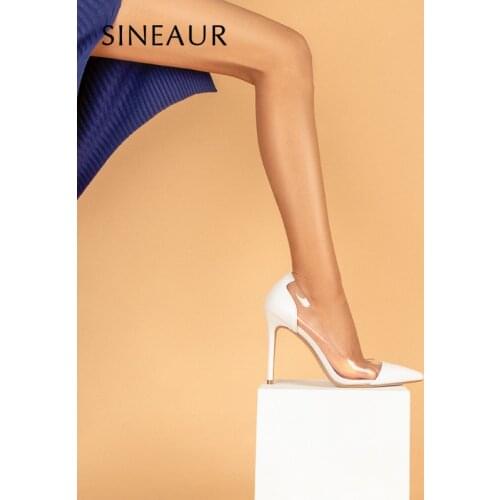 Heels Fashion Shoes For Women 2021 Snake Print Pointed Toe PVC Women Pumps Office Lady Plus Size 35-45 Transparent High Heels