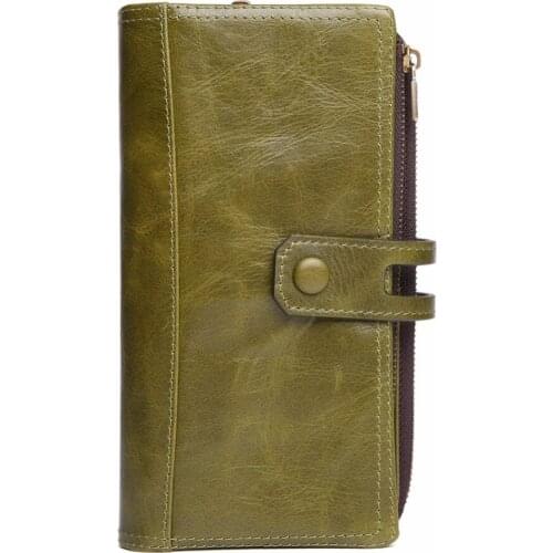 Mens Clutch Wallets Genuine Leather Purse Cell Phone Bag Card Holder Long Wallet RFID Female Male Purse