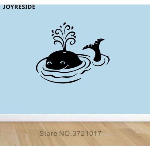 JOYRESIDE Whale Wall Ocean Water Animal Decal Vinyl Sticker Interior Decor Children Bedroom Living Room Bathroom Home Mural A238