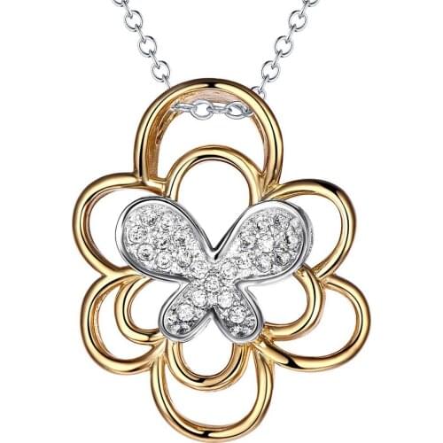 Wholesale Charm Silver Color Pendants For Women Fashion Jewelry Necklace Lady Fashion Jewelry Pendant The Golden Flowers AN005