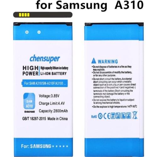 Chensuper Original Replacement Battery EB-BA310ABE For Samsung GALAXY A3 2016 Edition A310 A5310A Authentic Battery 2800mAh