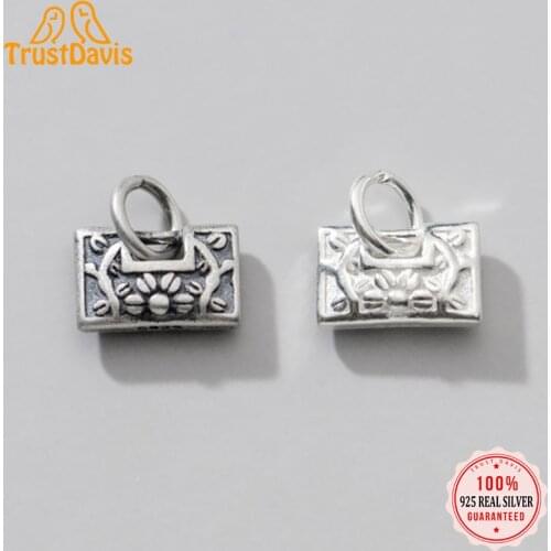 Trustdavis Real 925 Sterling Silver Fashion Retro Long Life Lock Charm Pendant Handmade DIY Accessories Jewelry Wholesale DZ292