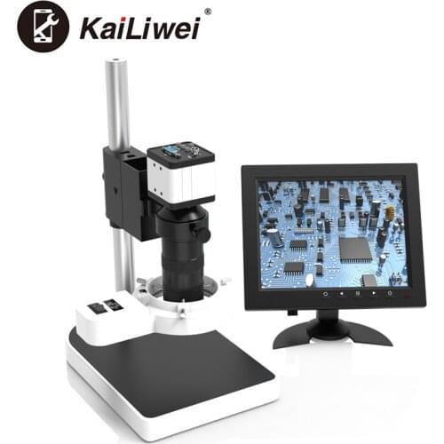 Industrial Electronic Digital VGA Video Microscope Camera + 100X C Mount Lens + Ring Light +Screen For Mobile Phone PCB Repair