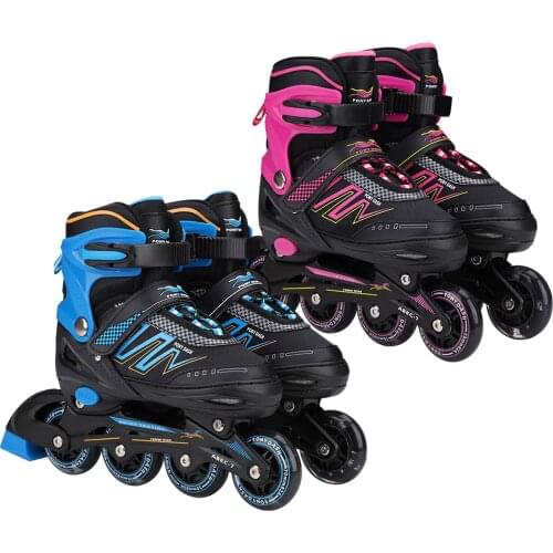 Adjustable Size Inline Mute Skates Shoes For Kids Boy Girl PU 4 Wheels Roller Skates Children Roller Skating Sneakers Boots