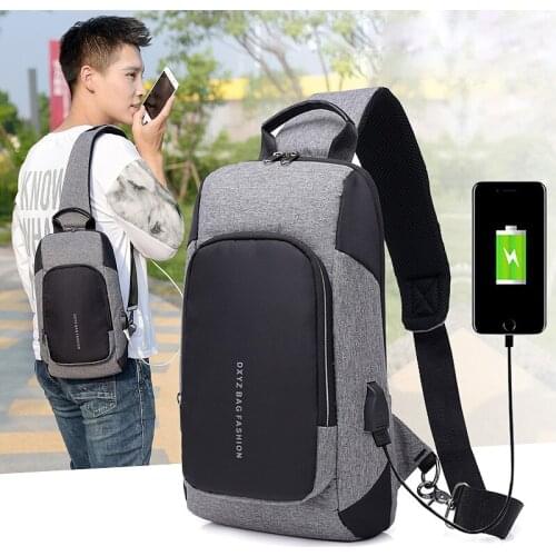 USB Charging Backpack Men Crossbody Bags Male Rugzak Shoulder Bag Anti-theft Chest Bagpack Travel Mochila Masculina Back Pack