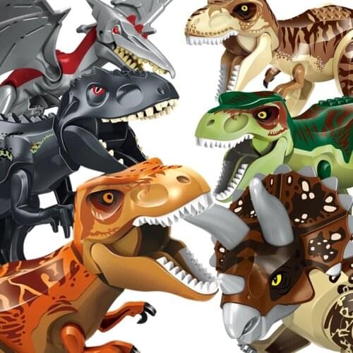 Building Block Dinosaur Jurassic Tyrannosaurus Rex World DIY Assembly Small Bricks Figures Pterosaur Raptor Toy Kids Gift Child
