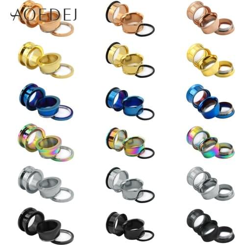 AOEDEJ 2PC 3-30mm Ear Tunnels Plugs 316L Stainless Steel Body Piercing Jewelry Women Ear Gauges Ear Stretchers Expandar Plugs