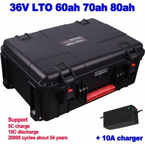 Waterproof LTO 36v 60ah 70ah 80ah lithium titanate Battery Pack 20000 cycles for UPS surfboard thruster propeller + 10A charger