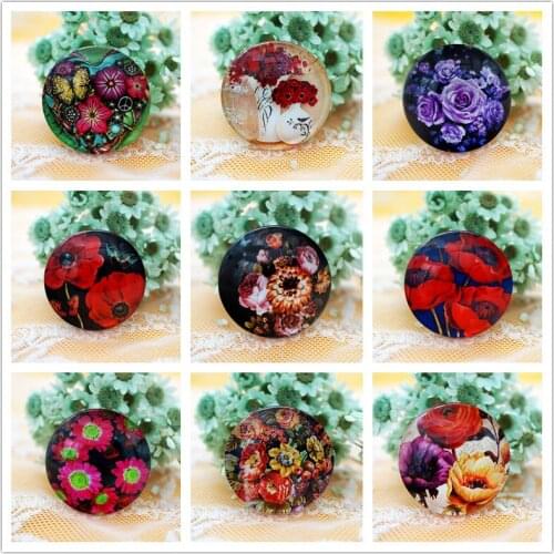 High grade 10PCS/lot Round 8-20mm flower Pattern Glass Cabochon for Cameo Base Setting Jewelry Accessories hand made Supplies