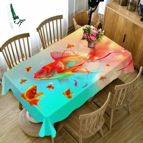 Gold fish countryside 3D Decorative Table Cloth Cotton Linen Tablecloth Dining Table Cover For Kitchen Home Decor