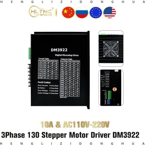 1Pc DM3922 AC 110V To 220V 10A Three Phase Stepper Motor Driver Fit 130 NEMA52 Step Engine For Large Torque CNC Milling Router