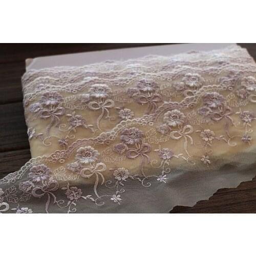 2 Yards Lace Trim Floral Bow Embroidered Tulle Lace Trim 4.72 Inches Wide High Quality