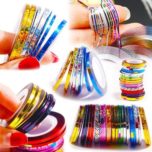 1/2/3mm Mixed size 3 Rolls/set Fashion Colorful Rolls Striping Tape Line Nail Art Tips Decoration Sticker Applique