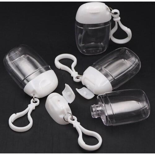 5Pcs 30ml Empty Hand Sanitizer Travel Small Size Holder Hook Keychain Carriers Flip Cap Reusable Portable Empty Bottles