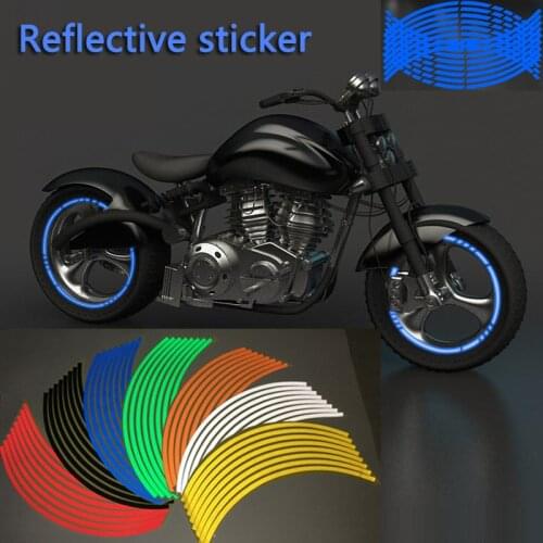 8 Colors 18 Inches Tire Rim Hub Decals Motorcycle Reflective Stickers Car Styling Wheel Tyre Reflective Strips Sticker Tape