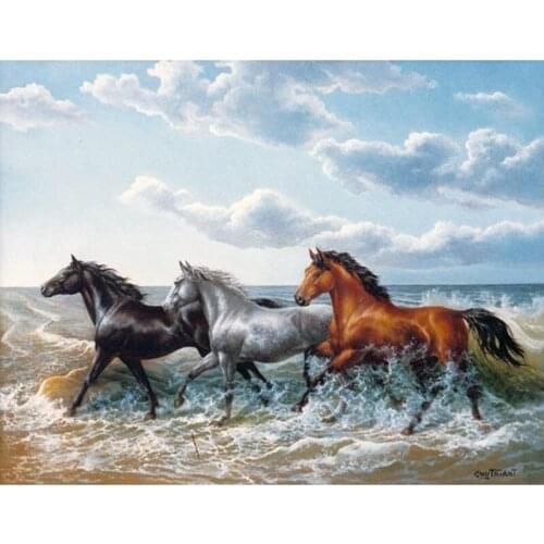Diamond painting seaside Horse 5D square drill DIY Diamond mosaic diamond embroidered Cross Stitch Home decoration Gift