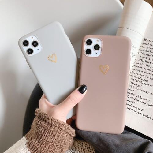 Fashion Luxury Golden Love Gray Browm Soft Silicone Phone Case For Iphone 12 11 Pro MAX X XR XS MAX SE 2020 6 6S 7 8 Matte Cover