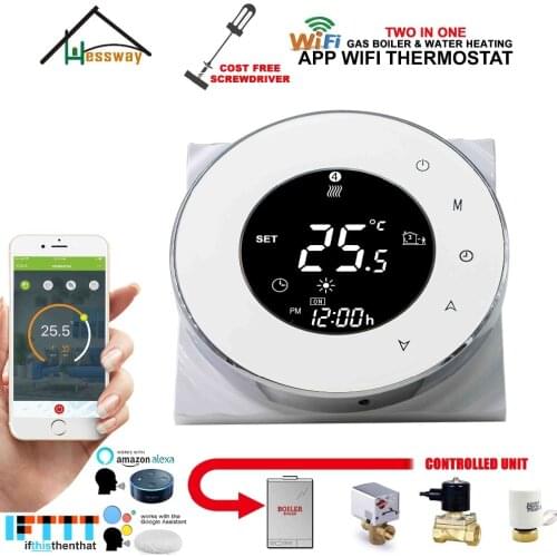 EU 3A Interactive Voice Response Passive connection dry contact WIFI room thermostat for gas boiler radiator Valve