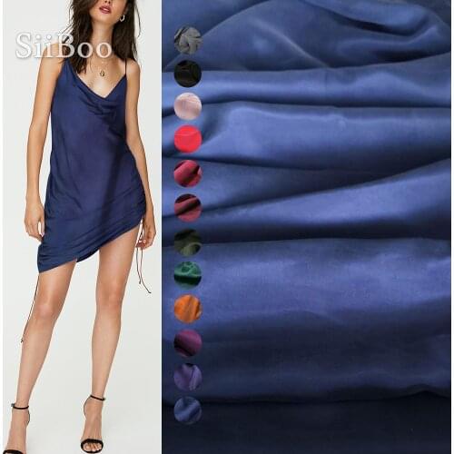 Chinese cheap fabrc multi color solid weighted 100% cupro sand washed fake silk fabric apparel for dress telas stoffen SP5409