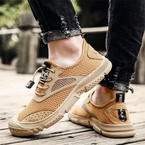 Men Breathable Sneakers Mesh Surface Casual Shoes Minimalist Outdoor Walking Trainer Footwear Comfortable Black Plus Size 46
