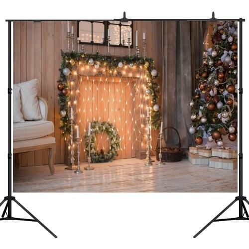 Lyavshi Christmas Tree Wooden wall bulb Decoration Photography Background Photographic Backdrop For Photo Studio