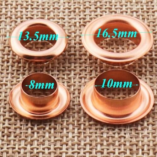100 PCS Metal Rose Gold Eyelet Barrel Diameter 8mm 10mm Eyelets Grommets With Washers Leather Canvas bag findings purse eyelet
