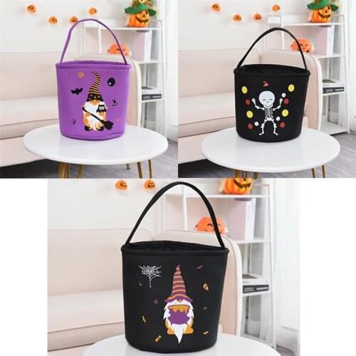 Multipurpose Collapsible Candy Bag Party Flavors Halloween Treat Or Trick Bucket Reusable Cloth Candy Tote Bucket With Handle
