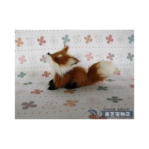 Simulation small light brown fox 15x6x8cm toy model polyethylene&furs fox model home decoration props ,model birthday gift d043
