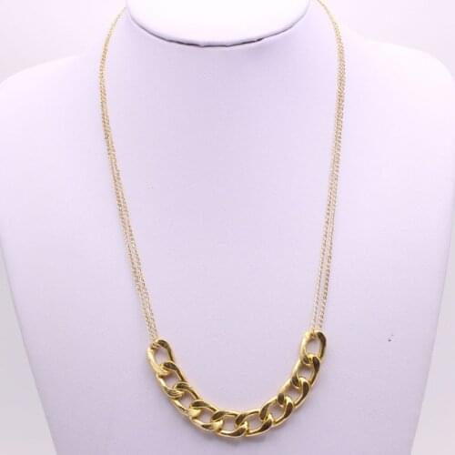 Fashion Curb Chain Pendant Choker Necklace Doulbe Link Jewelry