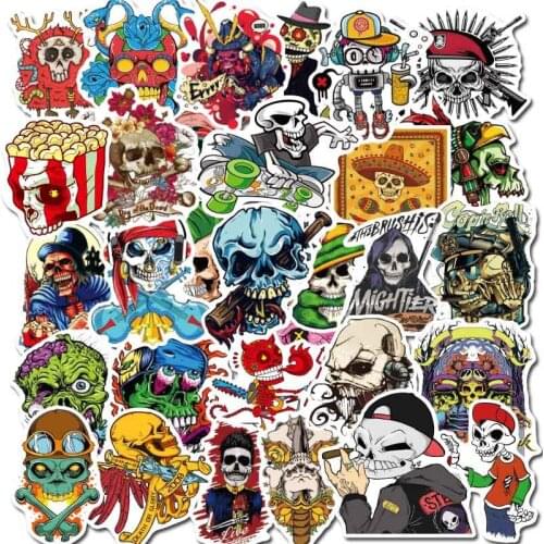 10/30/50PCS Skull Terror Stickers Skateboard Motorcycle Guitar PVC Laptop Bike Waterproof Graffiti Cool Sticker Decal Kid Toys