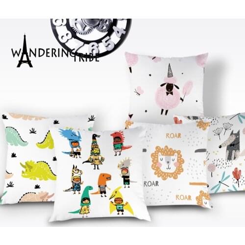 Cartoon Dinosaur Pillow Cover Giraffe Panda Cushion Case Llama Animal Decorative Custom Covers for Cushions Pillows Cases Kissen