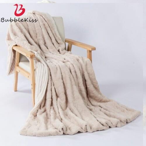 Bubble Kiss Coral Fleece Throw Blanket Super Soft Blankets On The Bed Long Plush Home Sofa Blanket Portable Car Travel Blanket