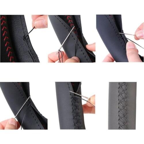 36cm/40CM DIY Steering Wheel Covers soft Leather braid on the steering-wheel of Car With Needle and Thread Interior accessories