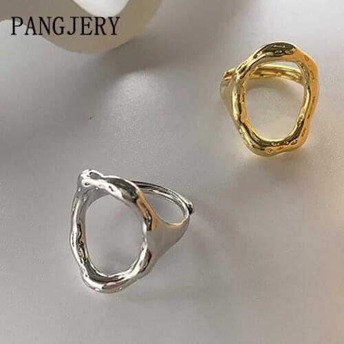 PANGJERY 925 Sterling Silver Glossy Rings for Women Couples INS Fashion Elegant Concave Convex Surface Party Jewelry Gifts