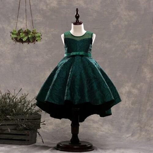 New Arrival Knee-high Hi-low Dark for Girls in Flowered Dresses 2019 Applique Flower Childrens Elegant Dresses for Girls Dresse