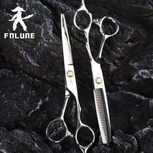 FnLune 6.0 Inch 440C Professional Hair Salon Scissors Cut Barber Accessories Haircut Thinning Shear Hairdressing Tools Scissors