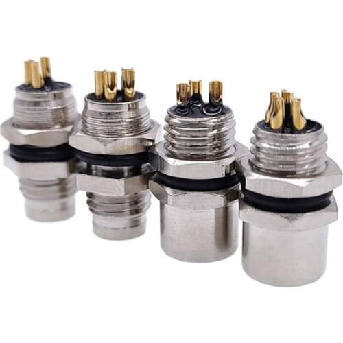 M8 panel back mount Sensor Connector Flange Socket threaded coupling Male&Female A Type 3 4Pin