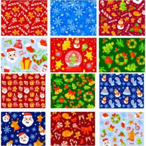 Christmas Pattern Polyester Cotton Patchwork Fabric Sheet DIY Handmade Craft Sewing Clothing Hat Pillow Material Supplies