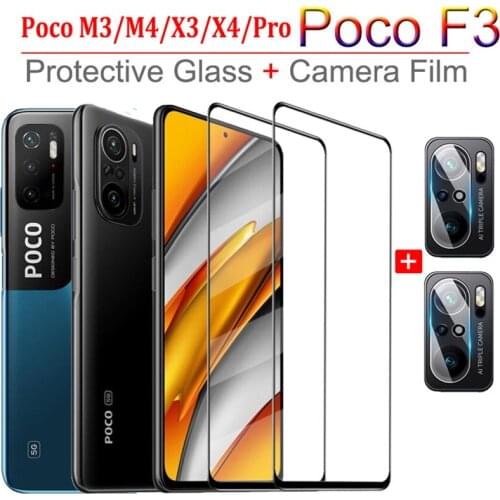 Full Cover Protective Glass for Xiaomi Pocophone F3 Armor Glass Pocco F3/X3/M3 Clear Camera Film Glass on Poco-X3-Pro Poco-F3