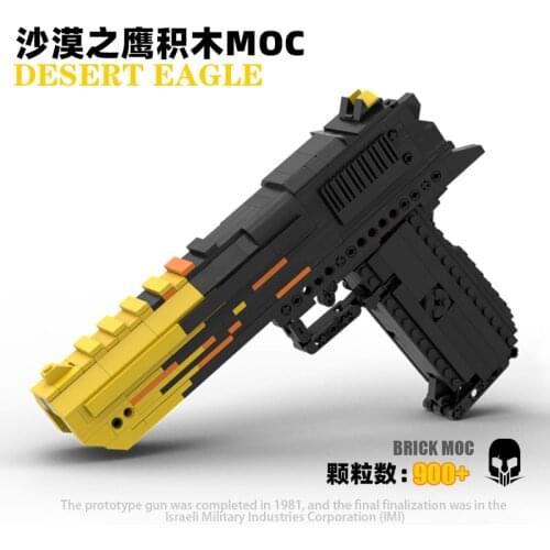 MOC Building Block Gun Two Simov Compatible with Bricks Gun Assembled Adult High Difficulty Shooting Desert Eagle Kid Toy