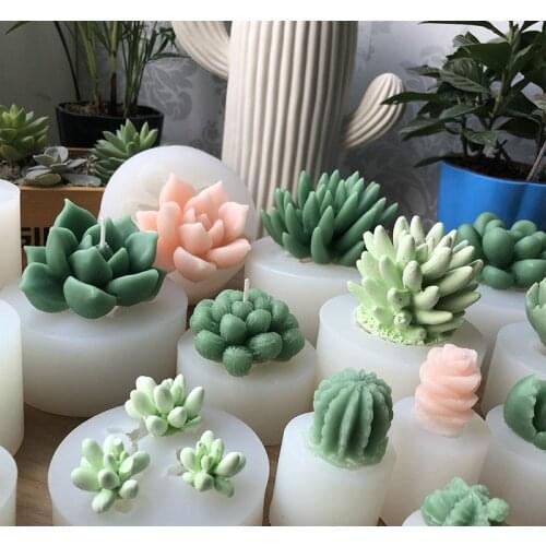 Succulent Plant Silicone Mold Simulation Succulent Plaster Mold Baking Fondant Concrete DIY Ashtray Candle Mould Gypsum Cement