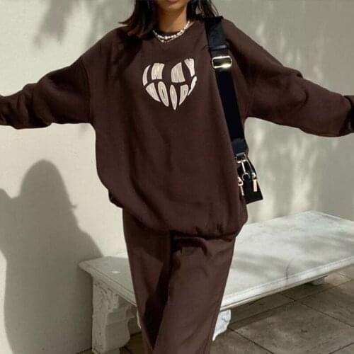 American Retro Print Sweatshirt 2021 Fashion Oversized Aesthetic Crew Neck Pullovers Autumn High Street Designer Loose Hoodie