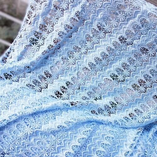 Diy clothing material sky blue flower lace fabric,fabric for dress