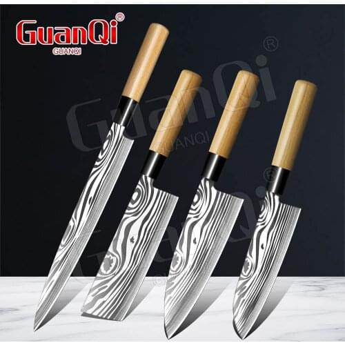 Stainless Steel Japanese Kitchen Knives Damascus Stee Utility Chef Knife Sushi Sashimi Salmon Fish Filleting Knives Cooking Tool