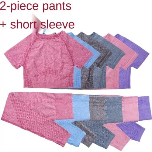 Women Outfit Vital Yoga Set Workout Shirts Sport Pants Bra Gym Clothing Short Crop Top High Waist Running Leggings Sports Set