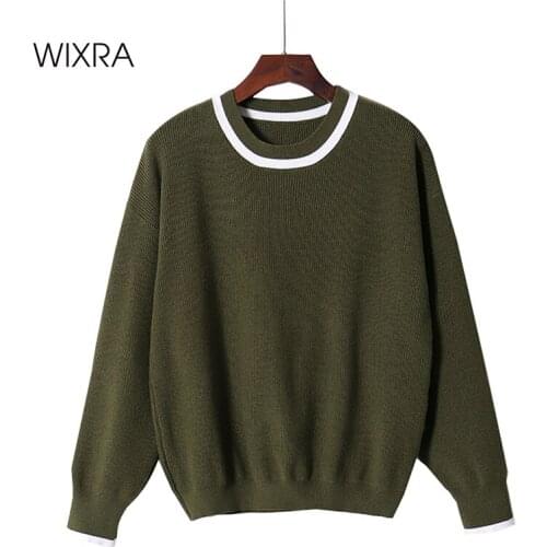Wixra Womens Stylish Sweaters New Fashion O-Neck Long Sleeve Autumn Winter Loose Pullovers Tops Femme Knitted Jumpers