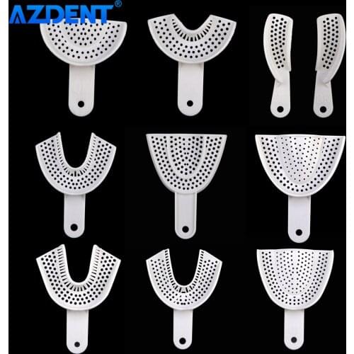 AZDENT 10pcs/5 Pairs Dental Oral Impression Trays Full Mouth Large Medium Small Front Mouth Side Size Upper Lower