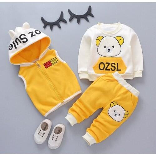 Newborn Baby Boys Girls Christmas Autumn Warm vest + Sweatshirt + Pants 3Pcs Hooded Infant kids Children Kids Boys Clothing Set